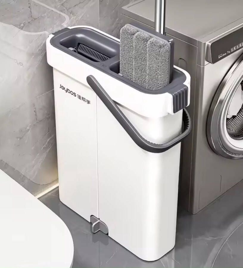 Joybos Platte Mop en Emmerset met 4-zijdige Schraper Dubbel Gebruik voor Nat en Droog Reinigen incl 4 mopdoeken