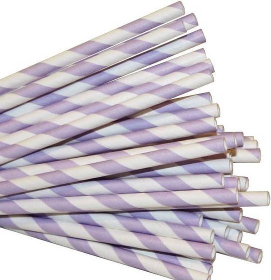 Joyenco Papieren rietjes lila gestreept 50 stuks duurzaam 100% composteerbaar