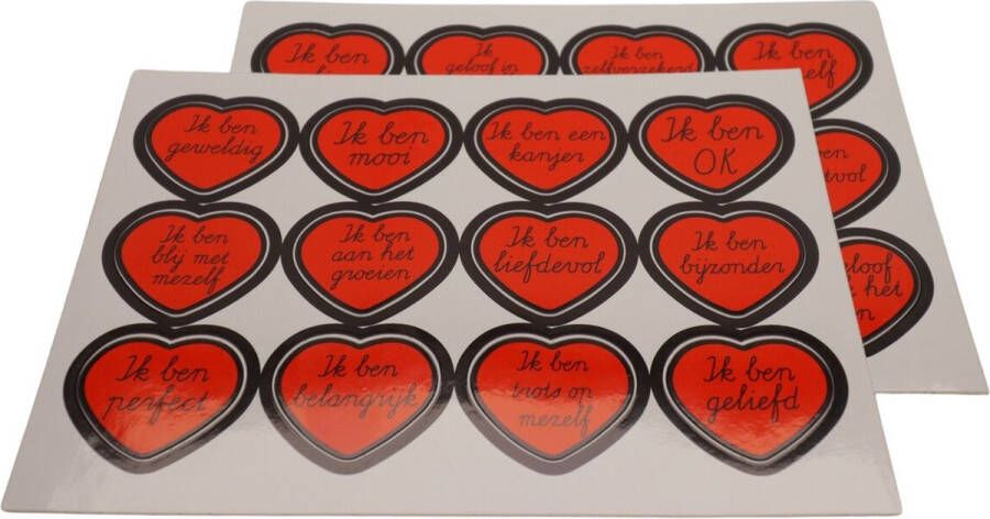 Joyinmyheart Joy in my Heart Sticker set met 24 verschillende affirmatie stickers 30 mm