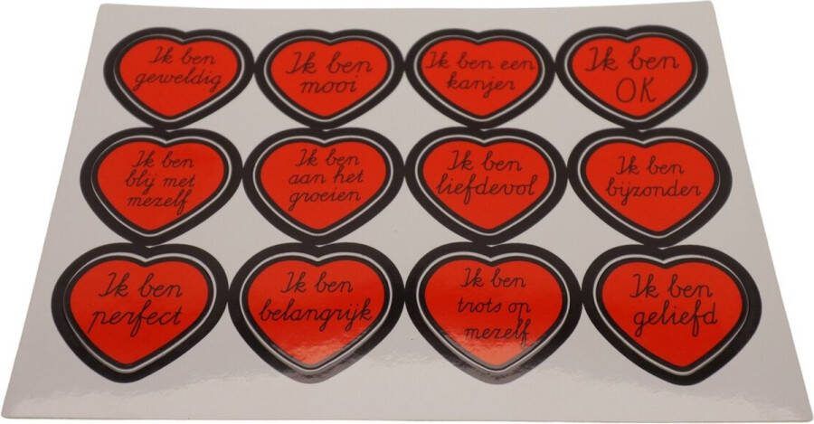 Joyinmyheart Joy in my Heart Affirmatiestickers complimentenstickers jezelf liefhebben zelfvertrouwen Stickervel 12 stuks van 30 mm Type 1
