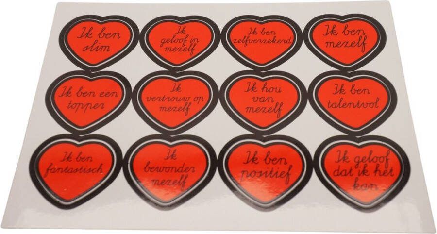 Joyinmyheart Joy in my Heart Affirmatiestickers complimentenstickers jezelf liefhebben zelfvertrouwen Stickervel 12 stuks van 30 mm Type 2