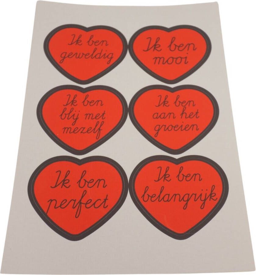 Joyinmyheart Joy in my Heart Textielsticker vel met 6 verschillende affirmatie stickers Type 1 60 mm