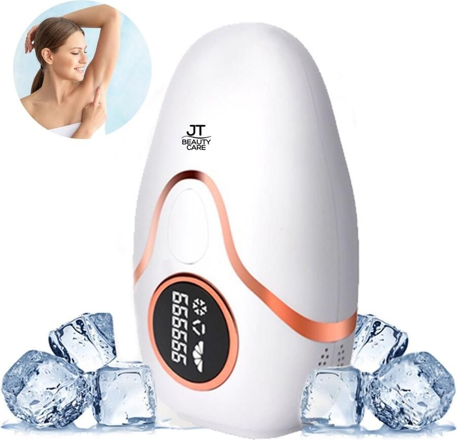 JT Beauty Care 2024 IPL Laser Ontharingsapparaat – Inclusief Bril en Scheermes – Met Ice-cooling Functie Laser Ontharing – 5 Standen – 999.999 Flitsen
