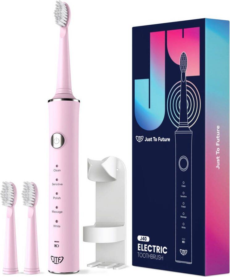 JTF Sonic J40 elektrische tandenborstel Roze Inclusief 3 opzetborstels USB-C oplaadbaar Ingebouwde 2 minuten smart timer 5 poetsstanden Incl. houder