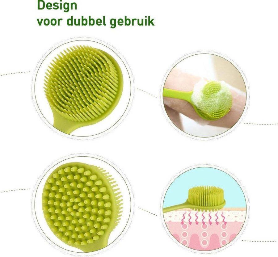 JUCAGO Premium Rugborstel Rugscrubber Scrub Borstel Rugwasser Badborstel Lichaamsborstel Silicone Borstel Huidborstel Doucheborstel Borstel Scrubber