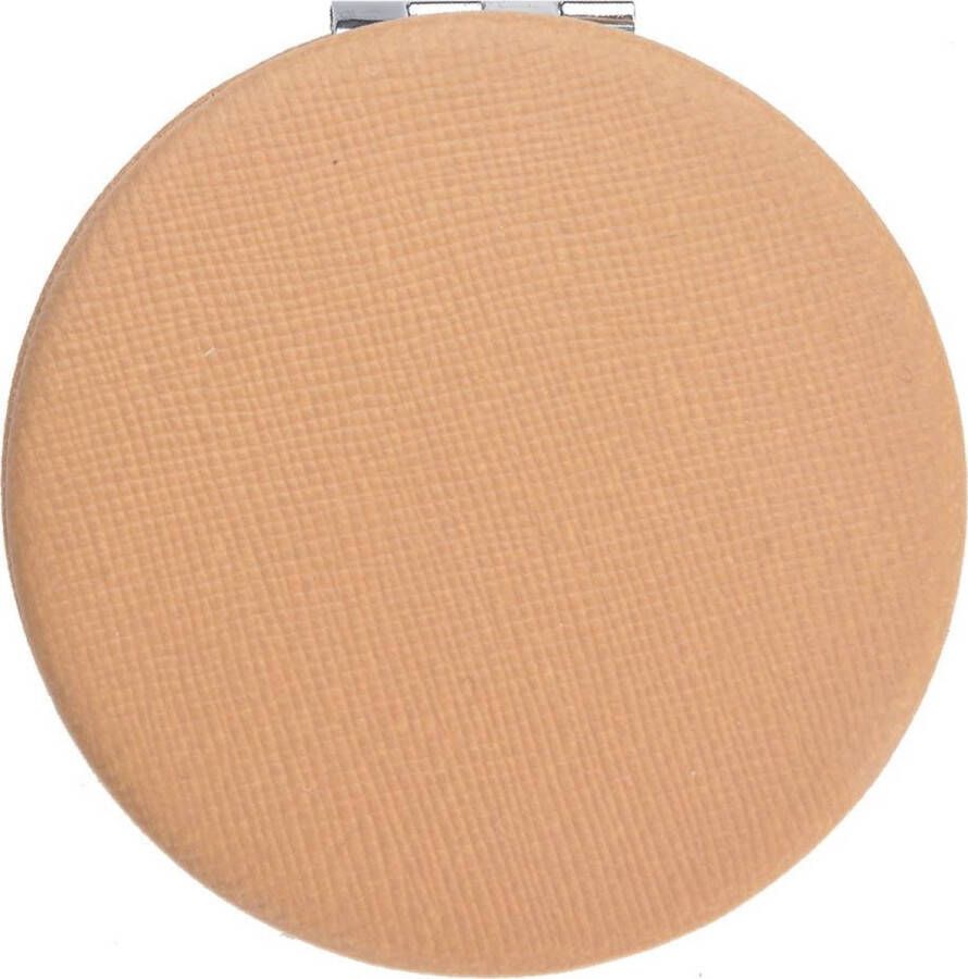 Juleeze Handspiegel Ø 6 cm Beige Kunststof Glas Rond Zakspiegeltje Cadeau voor haar