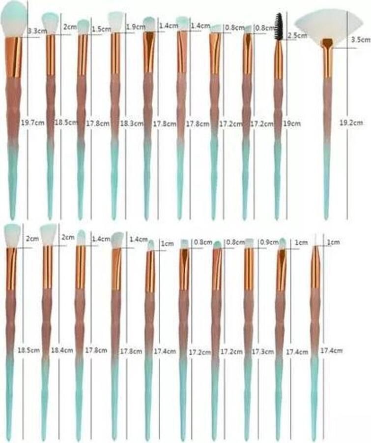 Jumada 's 20-delige Diamond Make-Up Kwastenset Groen Poeder Foundation Blush Mengen Oogschaduw Lip Cosmetische Beauty Borstels Penseel voor Highlighter Oogschaduw en Masker