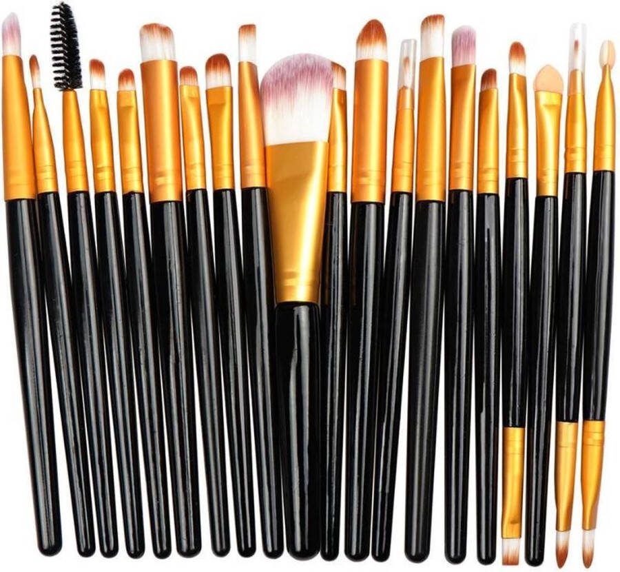Jumada 's 20-delige Make-Up Kwasten Set Zwart Goud Oogschaduw Foundation Poeder Eyeliner Wimper Lip Cosmetische Beauty Tool Kit Hot!