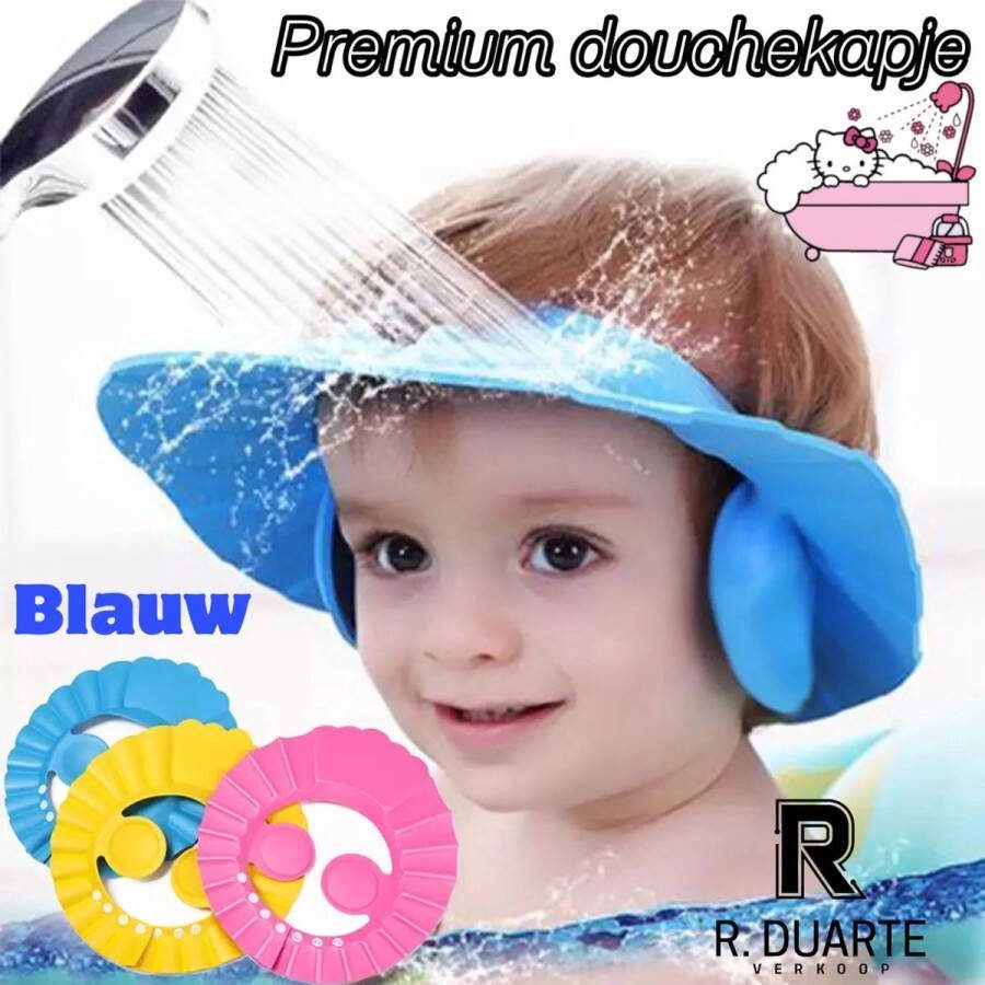 Jumada 's Douchemuts -Kapje -Cap: Blauw voor Baby Dreumes & Peuter Met Oorbescherming!