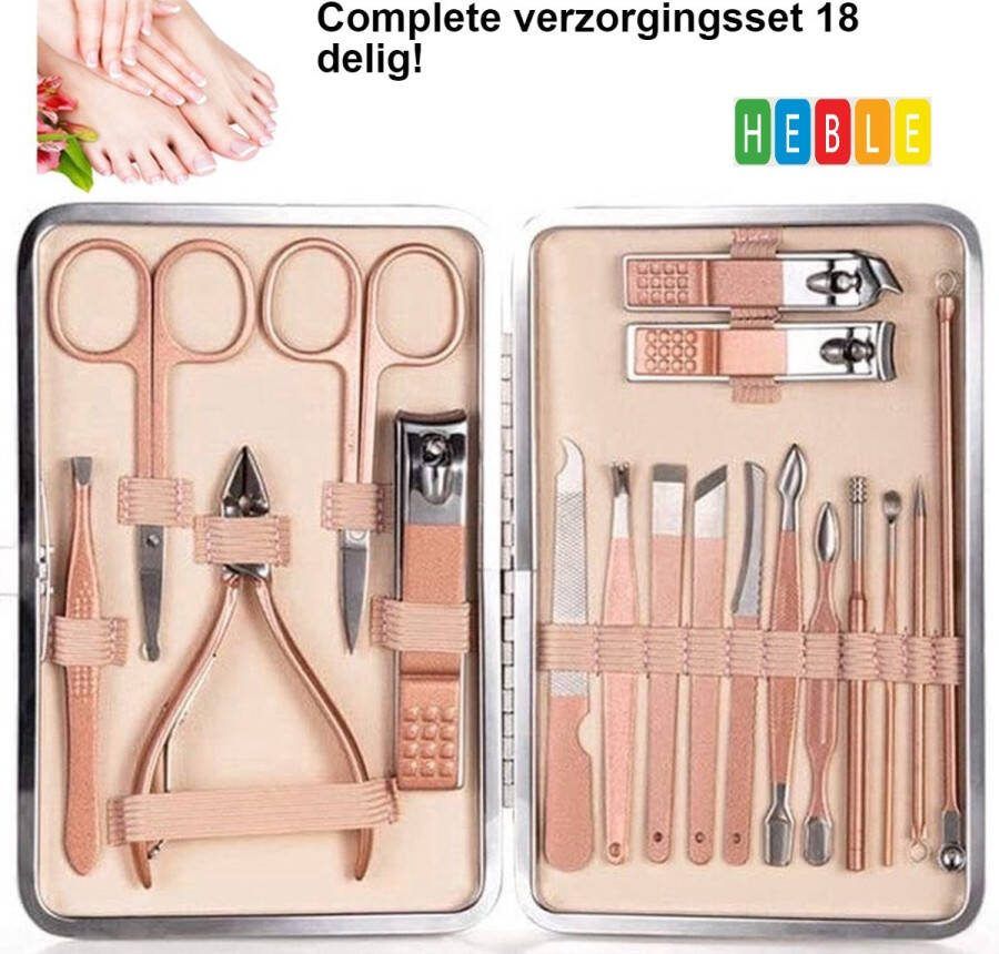 Jumada 's Professionele Manicureset 18 delig rose goud Super luxe uitstraling manicure: Perfect voor Thuis of On-the-Go!