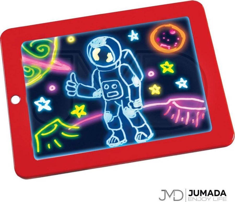 Jumada 's Tekentablet Speelgoedtablet Kleurentablet Speelbord Kleuren Met Licht Rood 2 3 x 19 x 25 cm