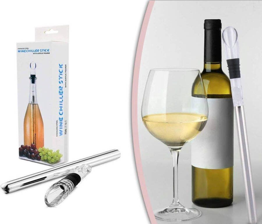 Jumada 's Verfrissende Wijnkoelstick van RVS met mooie geschenk verpakking Wijnmomenten Luxueuze Wijnkoelstaaf voor Wijnliefhebbers Koelen van Wijnflessen Stijlvolle Wijnkoeler voor een Perfecte Temperatuur Wine Chiller Kadoverpakking