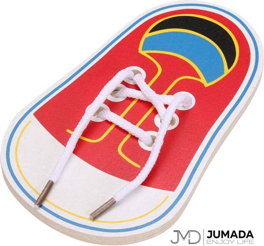 Jumada 's Veterstrik Schoen Veterstrikken Educatief Kinderspel Oefenschoen Kinderspeelgoed Houten Speelgoed