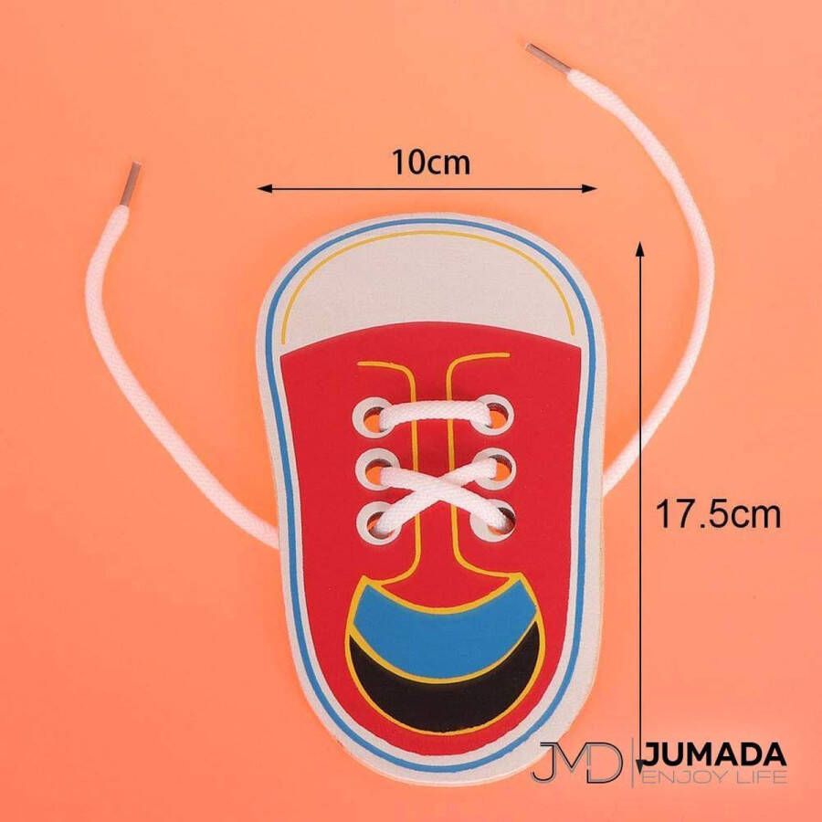 Jumada 's Veterstrik Schoen Veterstrikken Educatief Kinderspel Oefenschoen Kinderspeelgoed Houten Speelgoed