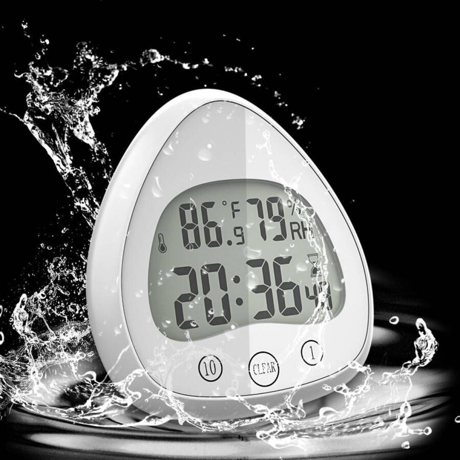 Jumada 's Witte Douchetimer \ Douchewekker \ Kookwekker \ Draadloos \ Digitaal \ Waterproof \ Zuignap \ Badkamer Klok