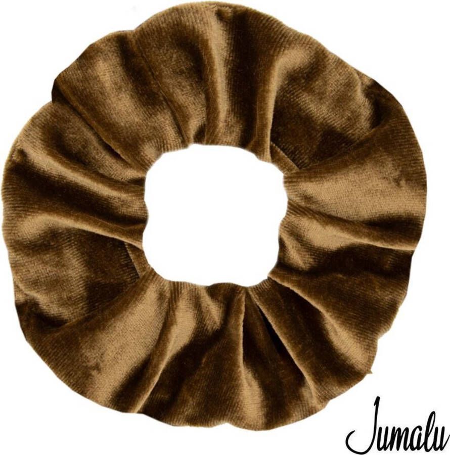 Jumalu scrunchie velvet haarwokkel haarelastiekjes bruin 1 stuk
