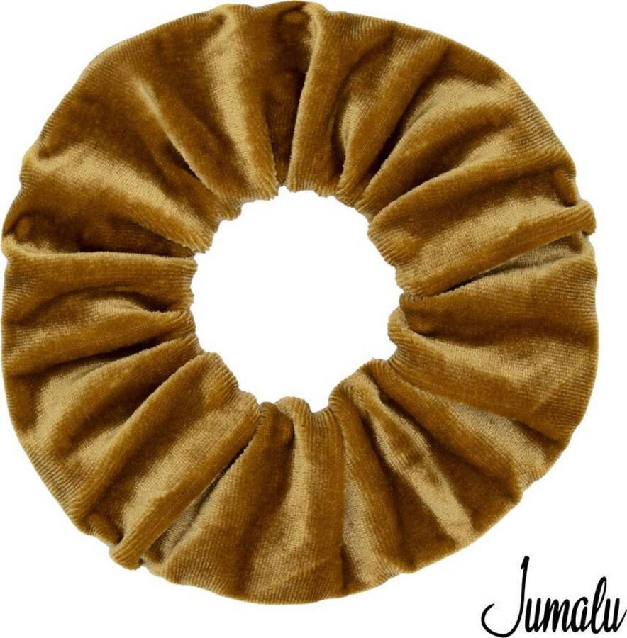 Jumalu scrunchie velvet haarwokkel haarelastiekjes camel 1 stuk