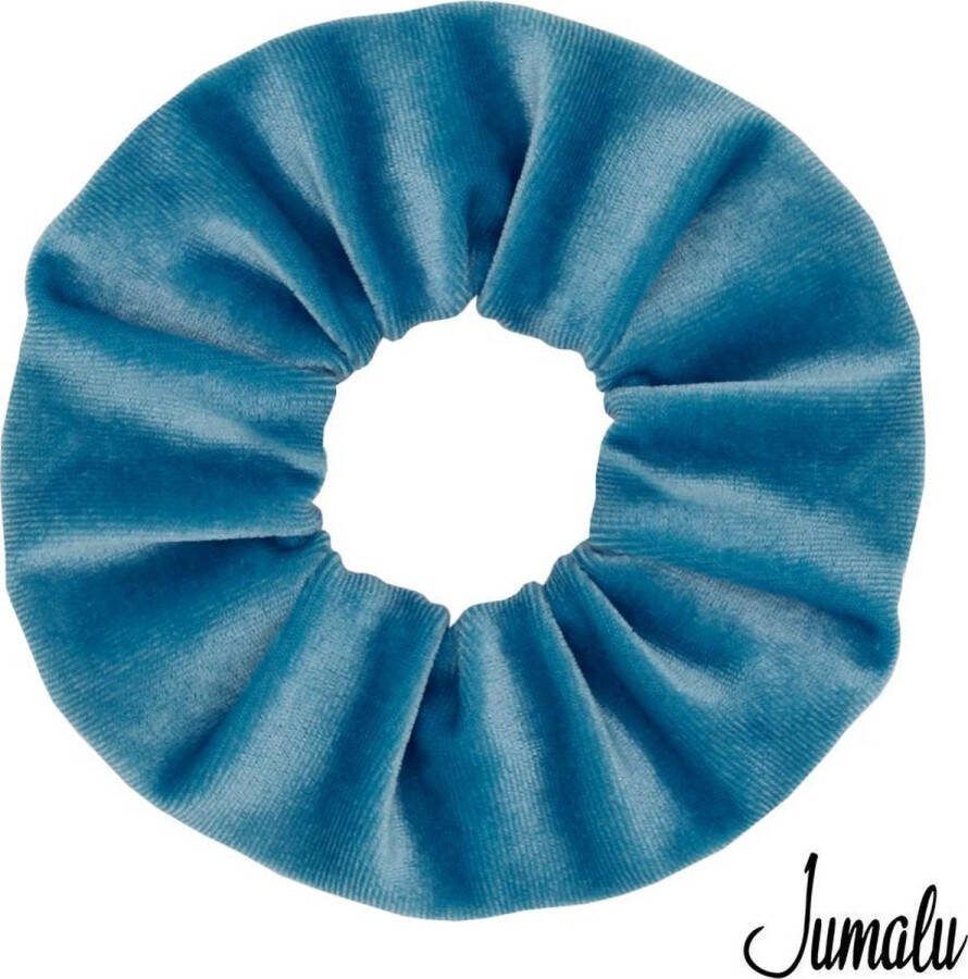 Jumalu scrunchie velvet haarwokkel haarelastiekjes lichtblauw 1 stuk