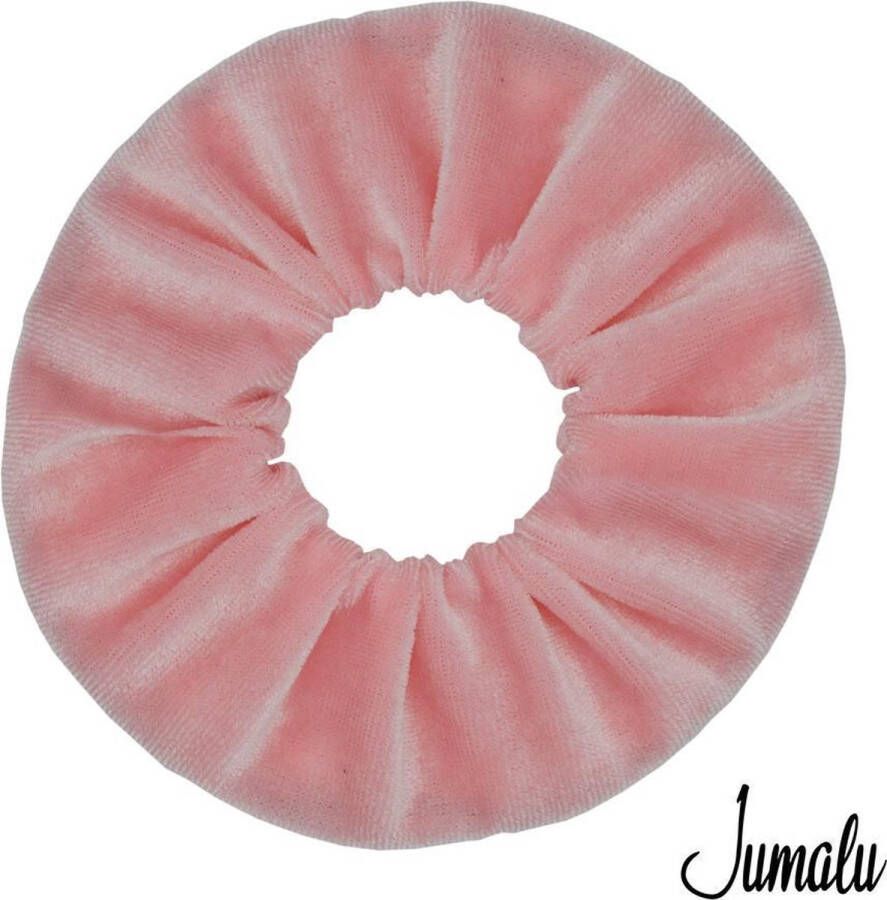 Jumalu scrunchie velvet haarwokkel haarelastiekjes lichtroze 1 stuk