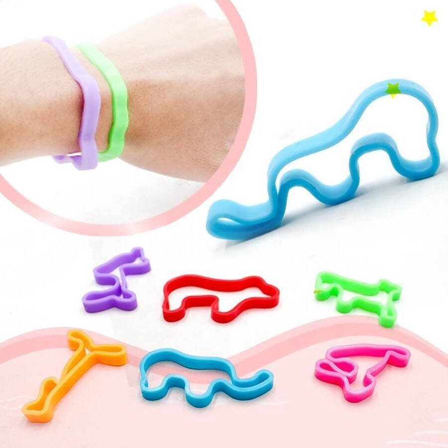 Jumbo 10 x Armband rubber 6 stuks in een zak 4 soorten. Leuk als verjaardag GIVE A WAY