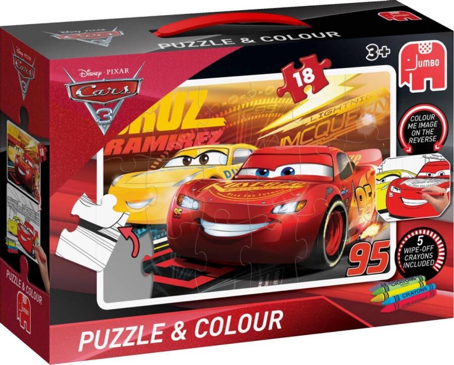 Jumbo Disney Cars 3 Puzzel & Kleur 18 Stukjes