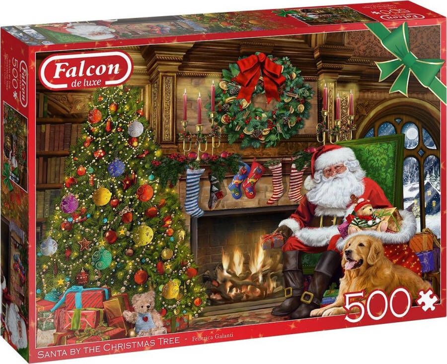SpellenRijk Falcon legpuzzel Kerstman 35 x 49 cm karton groen rood 500 stuks