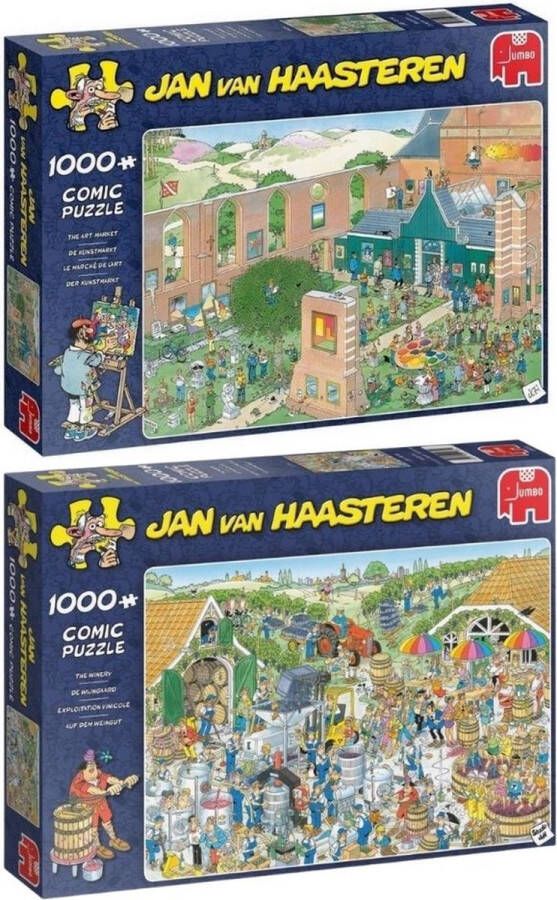 Jumbo Jan van Haasteren 2 stuks De Kunstmarkt 1000 stukjes & De Wijnmakerij 1000 stukjes