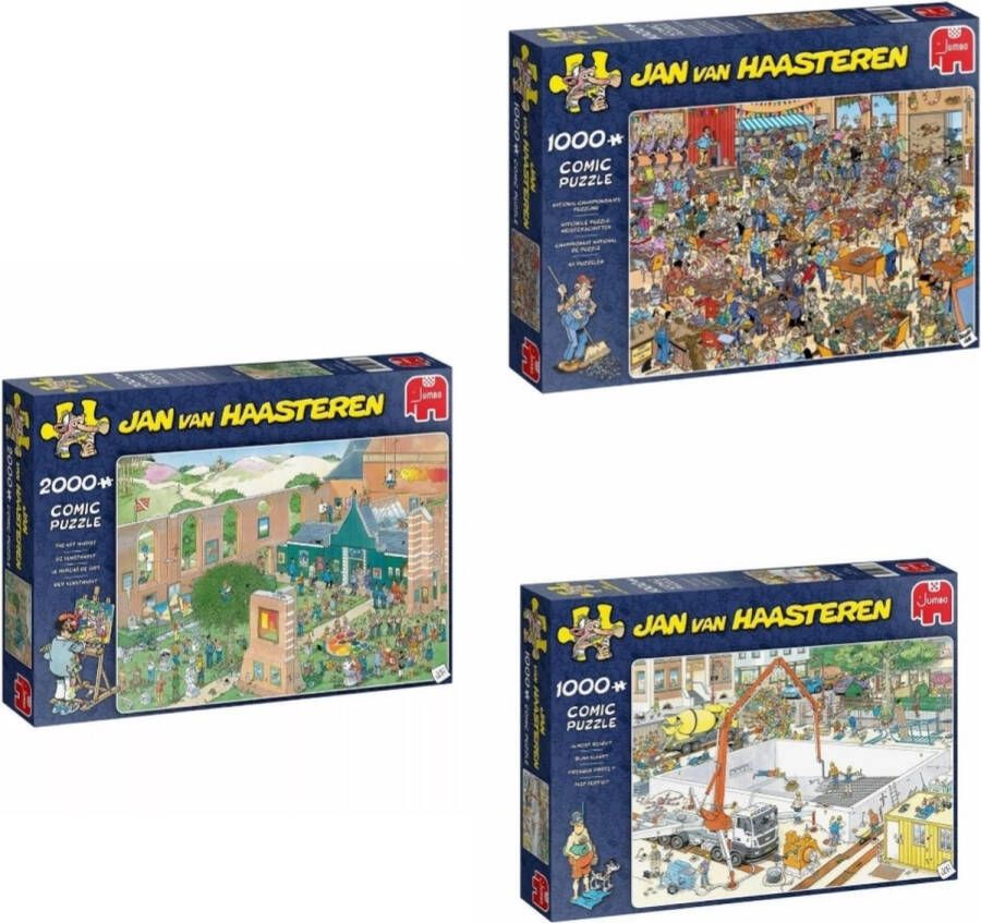 Jumbo Jan van Haasteren NK Puzzelen 1000 stukjes & De Kunstmarkt 2000 stukjes & De Wijnmakerij 1000