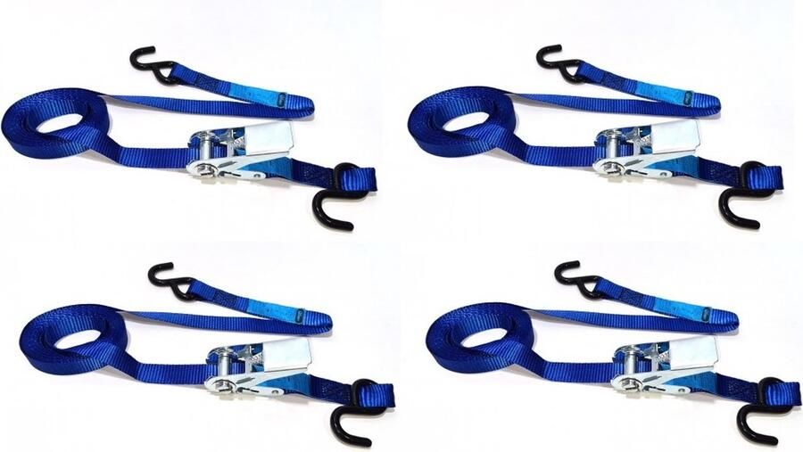 JUMBO 4x 5m 25mm zware 2-delige spanbanden met stevige ratelen extra stevige plastic gecoate haken