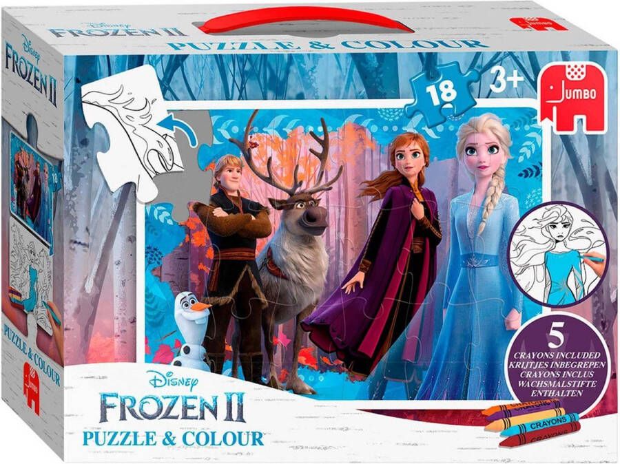 Jumbo Legpuzzel kleurplaat Disney Frozen Ii 2-in-1 18 Stukjes