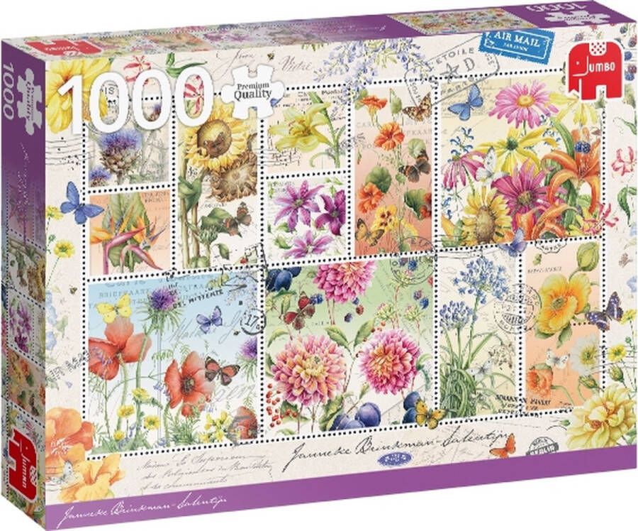 Jumbo Premium Collection Puzzel Janneke Brinkman Flower Stamps Summer Legpuzzel 1000 stukjes