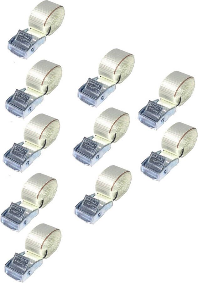 JUMBO ECO Spanband Off White 10 stuks 150cm 25mm met klemgesp 250KG. Wit TUV gecertificeerd conform EN-12195-2