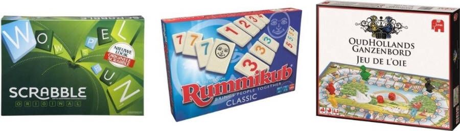 Jumbo Spellenbundel 3 Stuks Scrabble Original & Rummikub & Ganzenbord