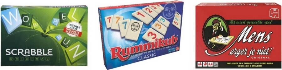 Jumbo Spellenbundel 3 Stuks Scrabble Original & Rummikub & Mens Erger Je Niet