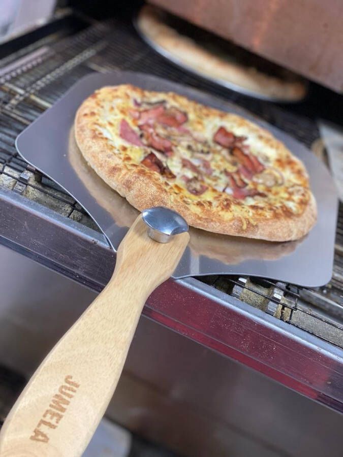 Jumela Pizzaschep & Pizzasnijder – Inklapbaar – 30CM Pizzaspatel Hoogwaardig aluminium – Voor BBQ en Oven – Gratis e-book –
