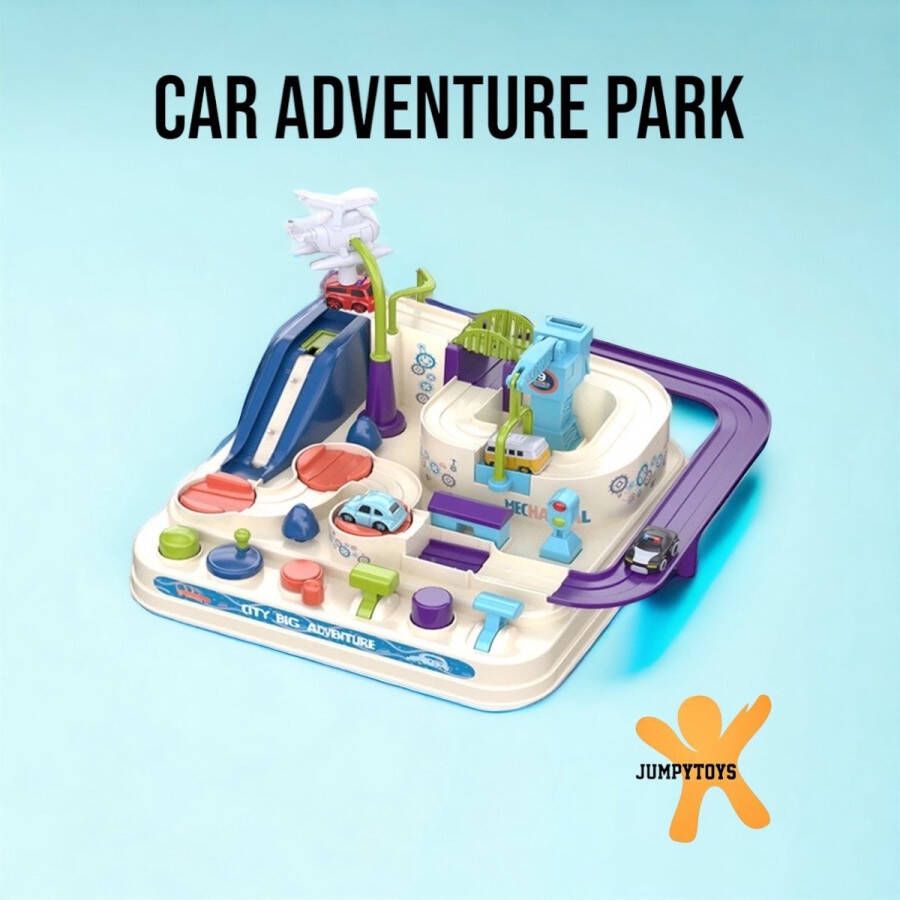 Jumpytoys AUTO AVONTURENPARK CAR ADVENTURE PARK Auto speelpark speelgoed voor ontwikkeling van je kind speelgoed fijne motoriek Lifting platform