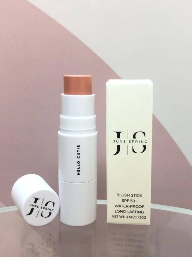 June Spring Blush Stick HELLO CUTIE Poederroze SPF 50 Waterproof Make up Creme Blush Langdurig Natuurlijk Hydraterend Vlekt Niet Alle Huidtypen Trendy NIEUW 2024