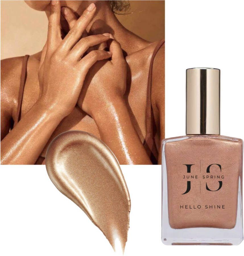 June Spring Shimmering Body Oil Body Creme: 'Hello Glow' 50 ML Golden Glow Hoge Kwaliteit Bodylotion Hydraterende Body Creme Body Glitter & Shimmer Bronze Highlighter Glitter Olie Body Olie Geschikt voor Lichaam & Gezicht