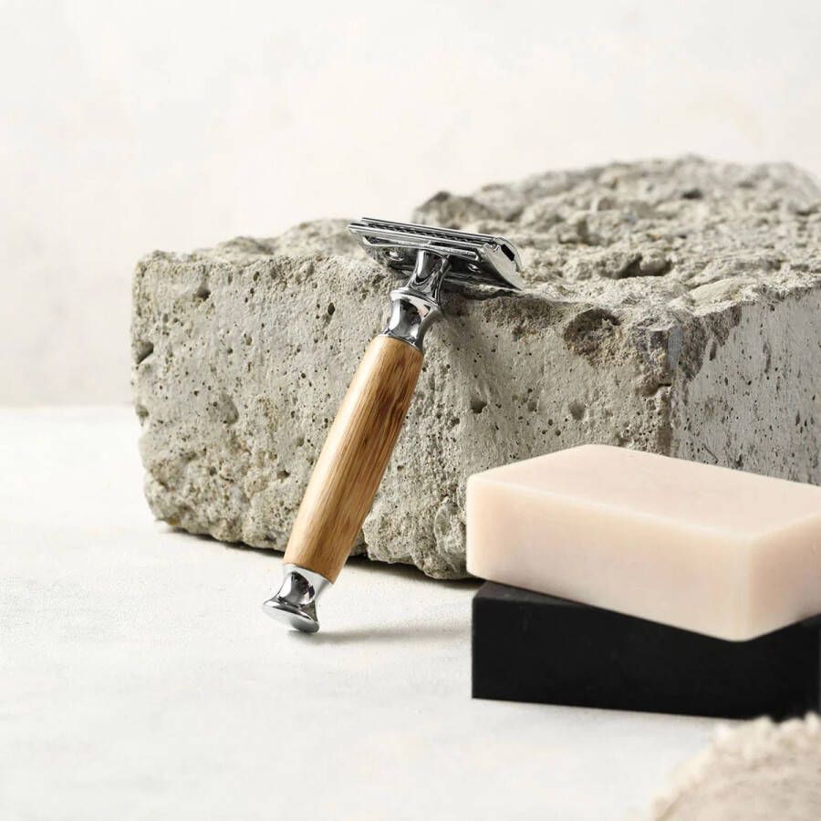 Jungle Culture Bamboe Safety Razor Dik Handvat van Donker Hout Eco-Friendly Scheermes voor Zero Waste Scheren Plasticvrij & Duurzaam Herbruikbaar Scheermes met Robuuste Houten Grip
