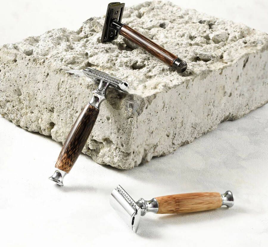Jungle Culture Bamboe Safety Razor Dunne Handgreep van Licht Hout Eco-Friendly Scheermes voor Zero Waste Scheren Plasticvrij & Duurzaam Herbruikbaar Scheermes voor Milieuvriendelijke Verzorging