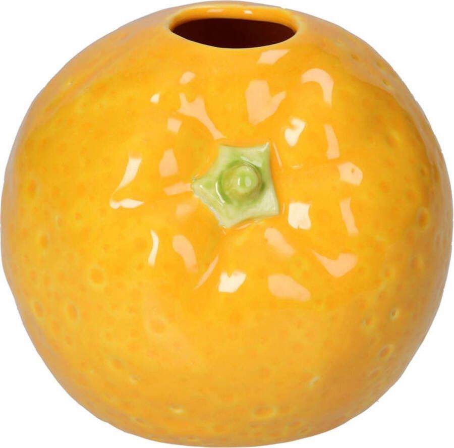 Junglehome Vaas Sinaasappel Oranje Keramiek Oranje 10x11x11cm (hxbxd) Woonexpress