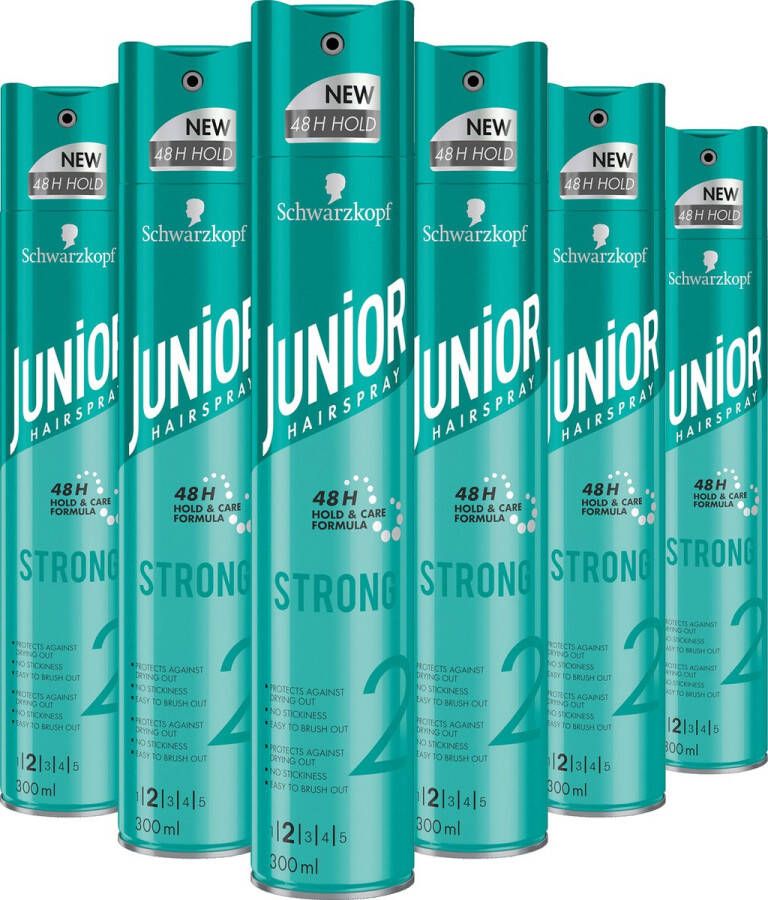 JUNIOR Hairspray Junior Haarspray Strong Haarlak Haarstyling Voordeelverpakking 6 x 300 ml