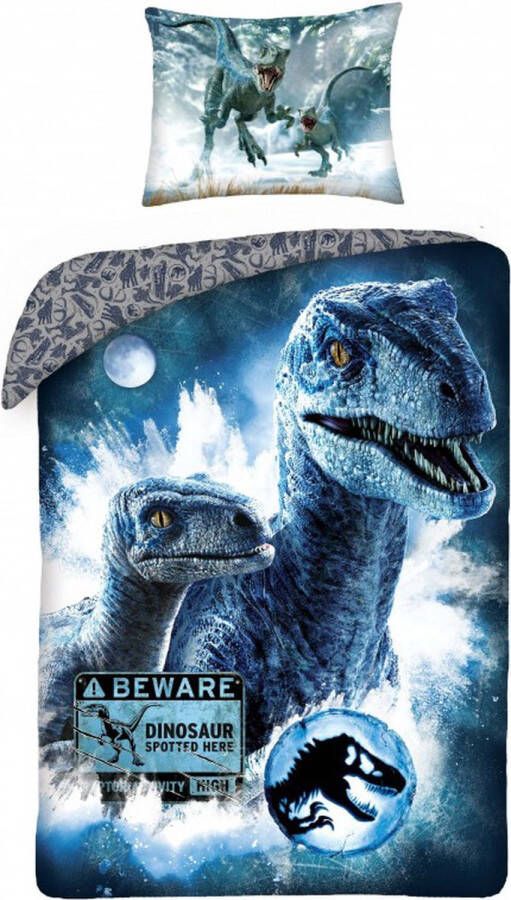 Jurassic World Dekbedovertrek Beware Eenpersoons 140 x 200 + 70 x 90 cm Katoen