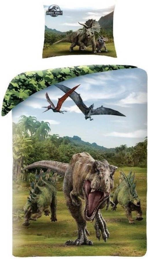 Jurassic World Dekbedovertrek Camo Eenpersoons 140 x 200 cm Katoen