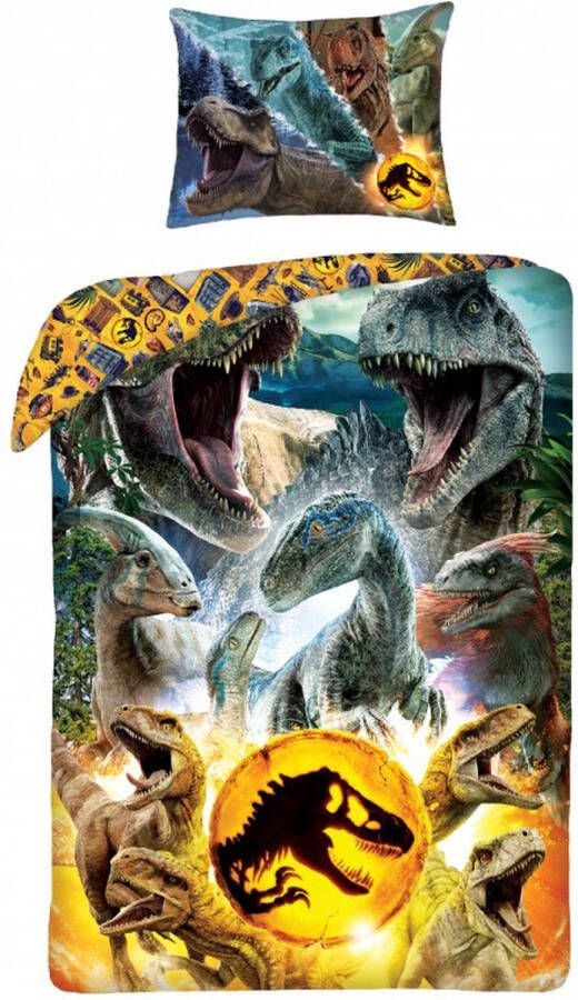 Jurassic World Dekbedovertrek Dino 140 x 200 cm + 70 x 90 cm Katoen