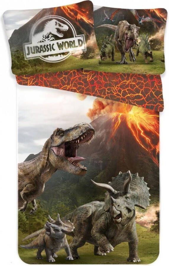 Jurassic World Dekbedovertrek Eruption Eenpersoons 140 x 200 cm Katoen