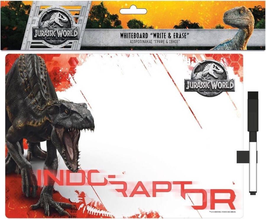 Jurassic World Whiteboard Indoraptor Jongens 20 X 29 Cm Wit rood