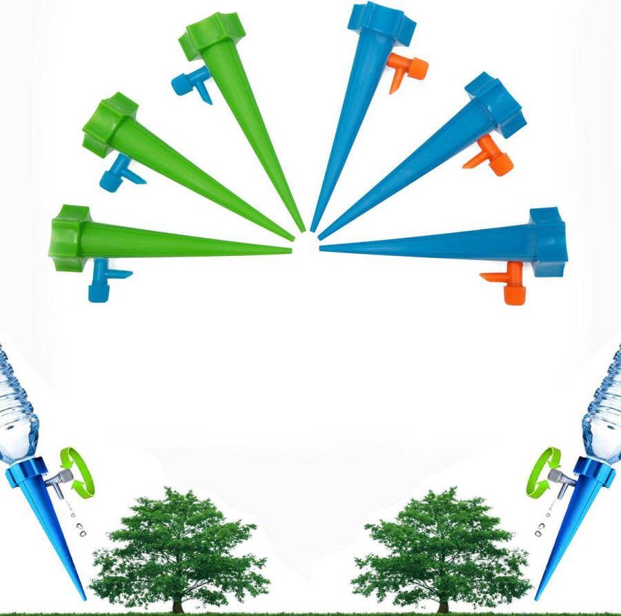 JURIQ Waterdruppelaar Voor Planten Set 6 Stuks – Instelbare Kraan Waterdruppelaar Set Flessendruppelaar – Druppel Systeem – Irrigatiesysteem – Watering Spikes