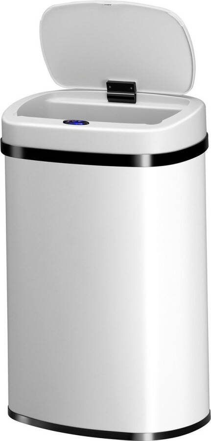 Juskys Automatische Prullenbak Afvalemmer Sensorprullenbak 50 Liter Wit Rechthoek