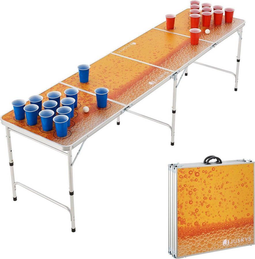 Juskys Beerpong Tafel Beerpongset Piwo Verstelbaar & Inklapbaar Incl. 100 bekers & 6 ballen